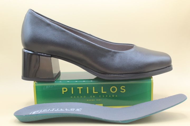 SALON PITILLOS BASICO EN PIEL,TACÓN 4.5CM,REF103 - Imagen 4