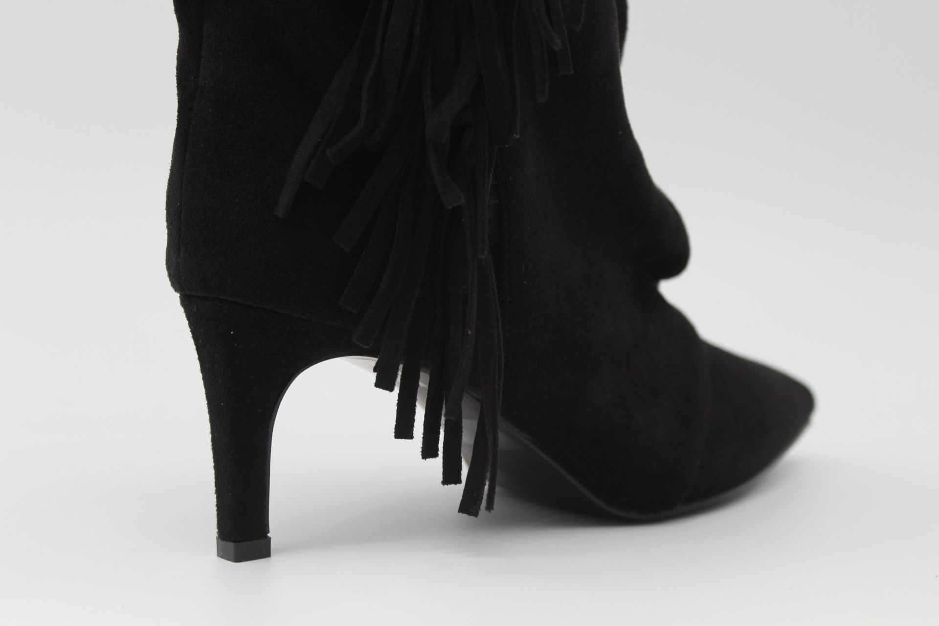Bota arrugada de media caña en suave antelina con flecos top ventas!,ref035 - Imagen 4