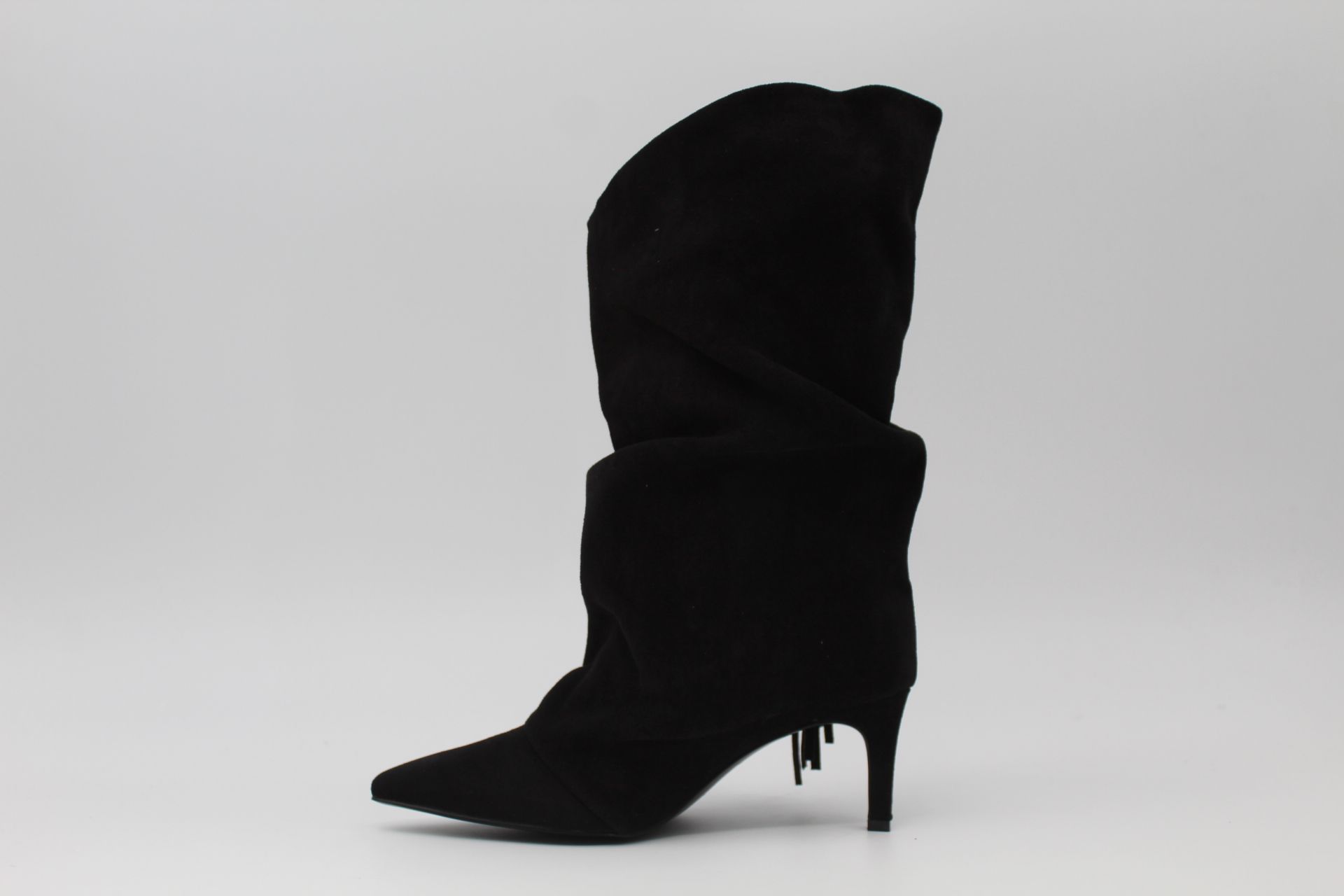 Bota arrugada de media caña en suave antelina con flecos top ventas!,ref035 - Imagen 5