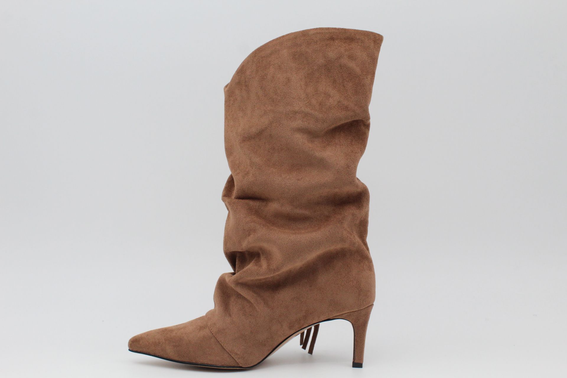 Bota arrugada de media caña en suave antelina con flecos top ventas!,ref035 - Imagen 11