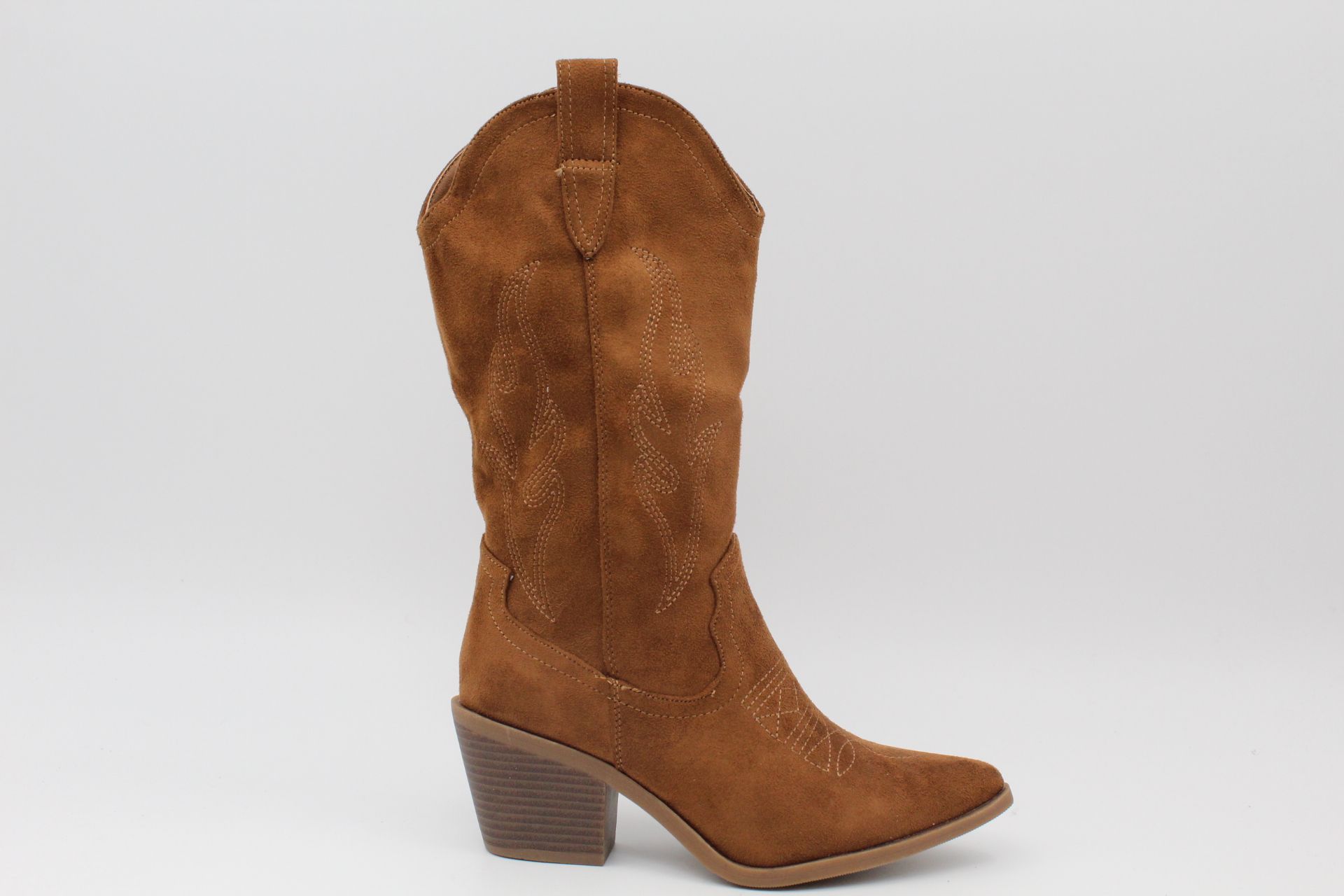 Bota estilo cowboy de media caña en suave antelina,tacón de goma de 7cm,ref2265 - Imagen 3