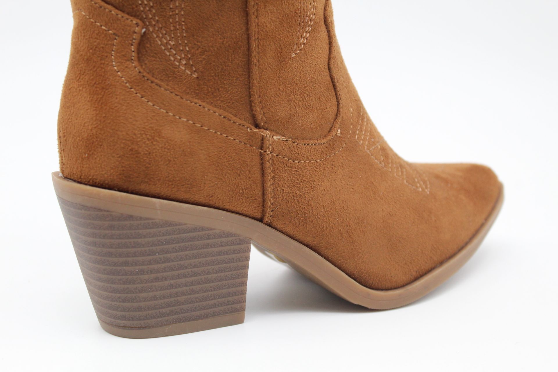 Bota estilo cowboy de media caña en suave antelina,tacón de goma de 7cm,ref2265 - Imagen 6