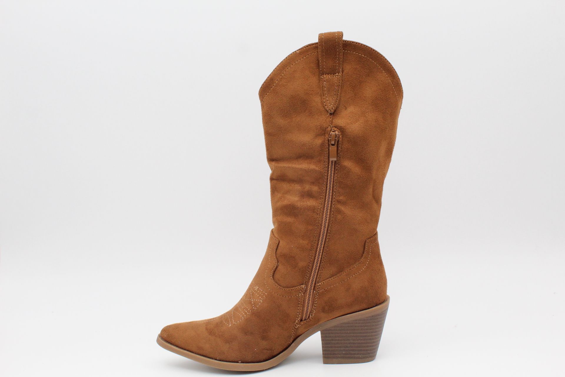 Bota estilo cowboy de media caña en suave antelina,tacón de goma de 7cm,ref2265 - Imagen 7