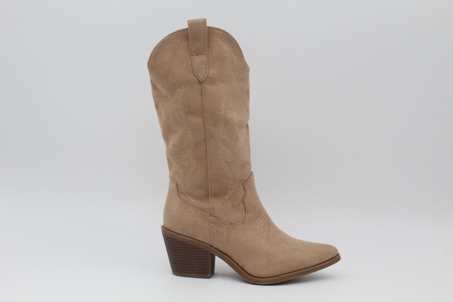 Bota estilo cowboy de media caña en suave antelina,tacón de goma de 7cm,ref2265 - Imagen 12