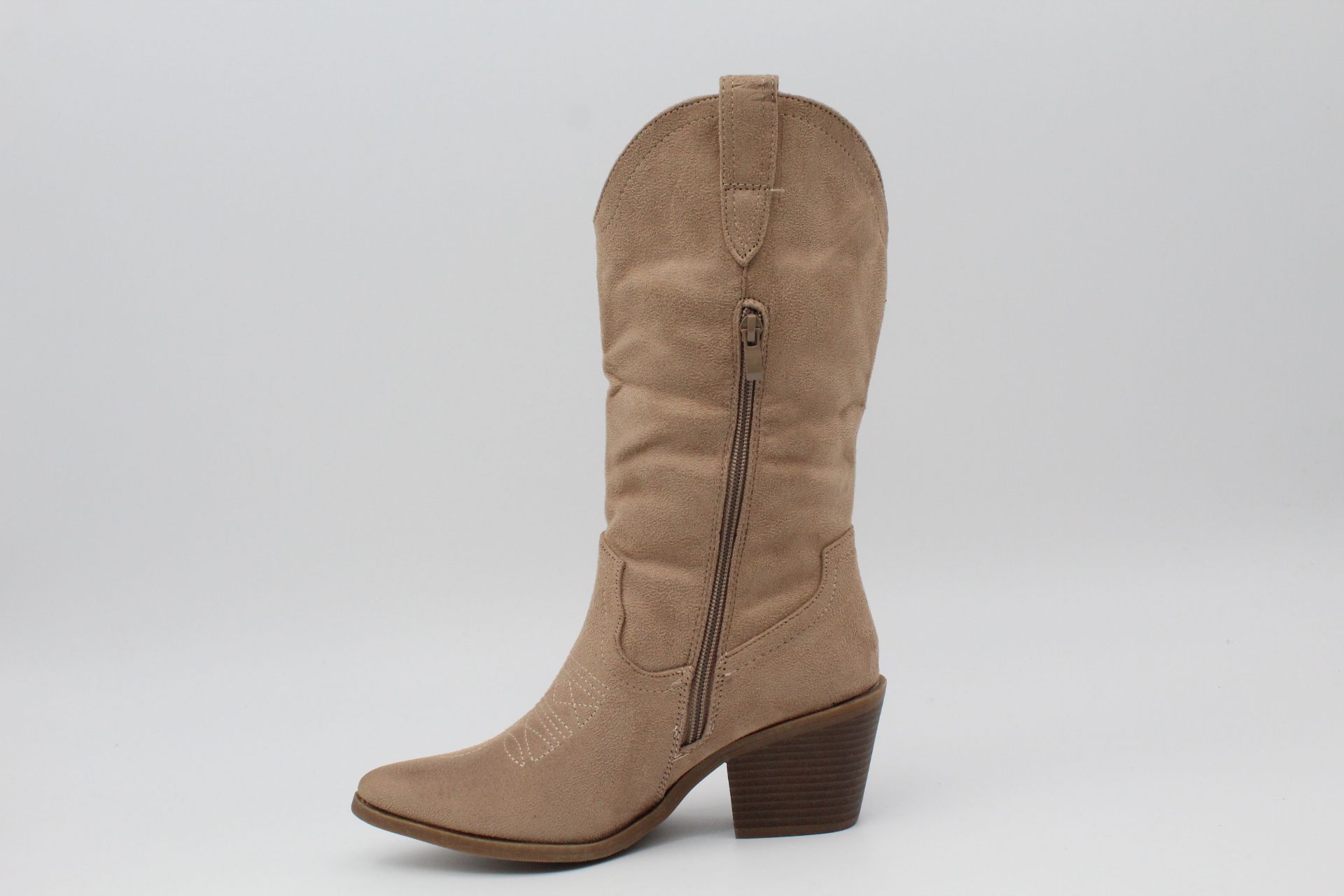 Bota estilo cowboy de media caña en suave antelina,tacón de goma de 7cm,ref2265 - Imagen 15