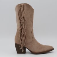 Bota estilo cowboy de media caña en suave antelina con adorno flecos,ref8729 - Thumbnail Image 3