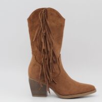 Bota estilo cowboy de media caña en suave antelina con adorno flecos,ref8729 - Thumbnail Image 7