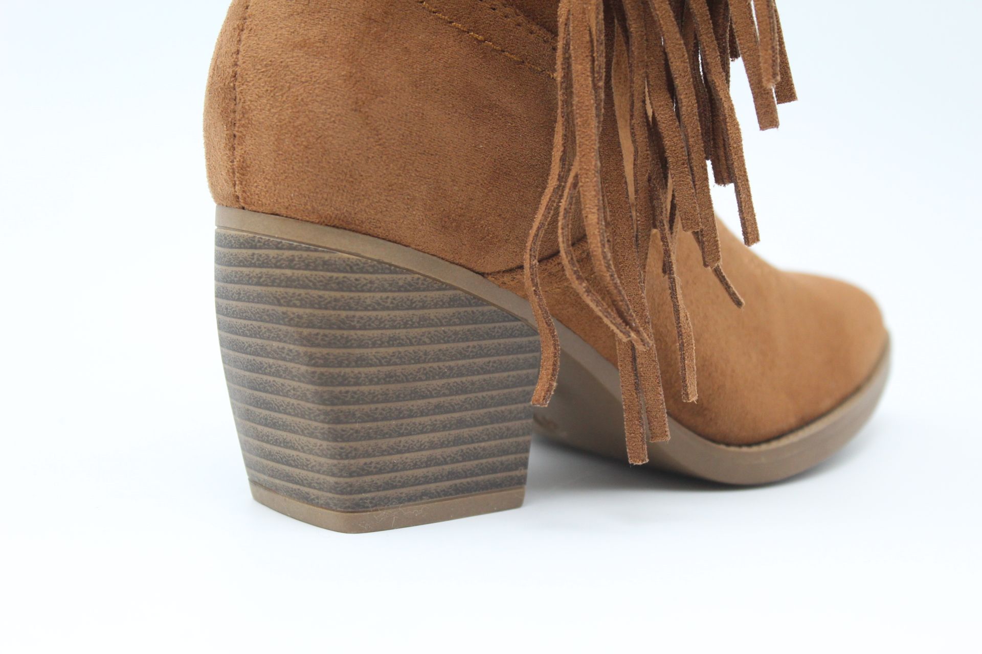 Bota estilo cowboy de media caña en suave antelina con adorno flecos,ref8729 - Imagen 9