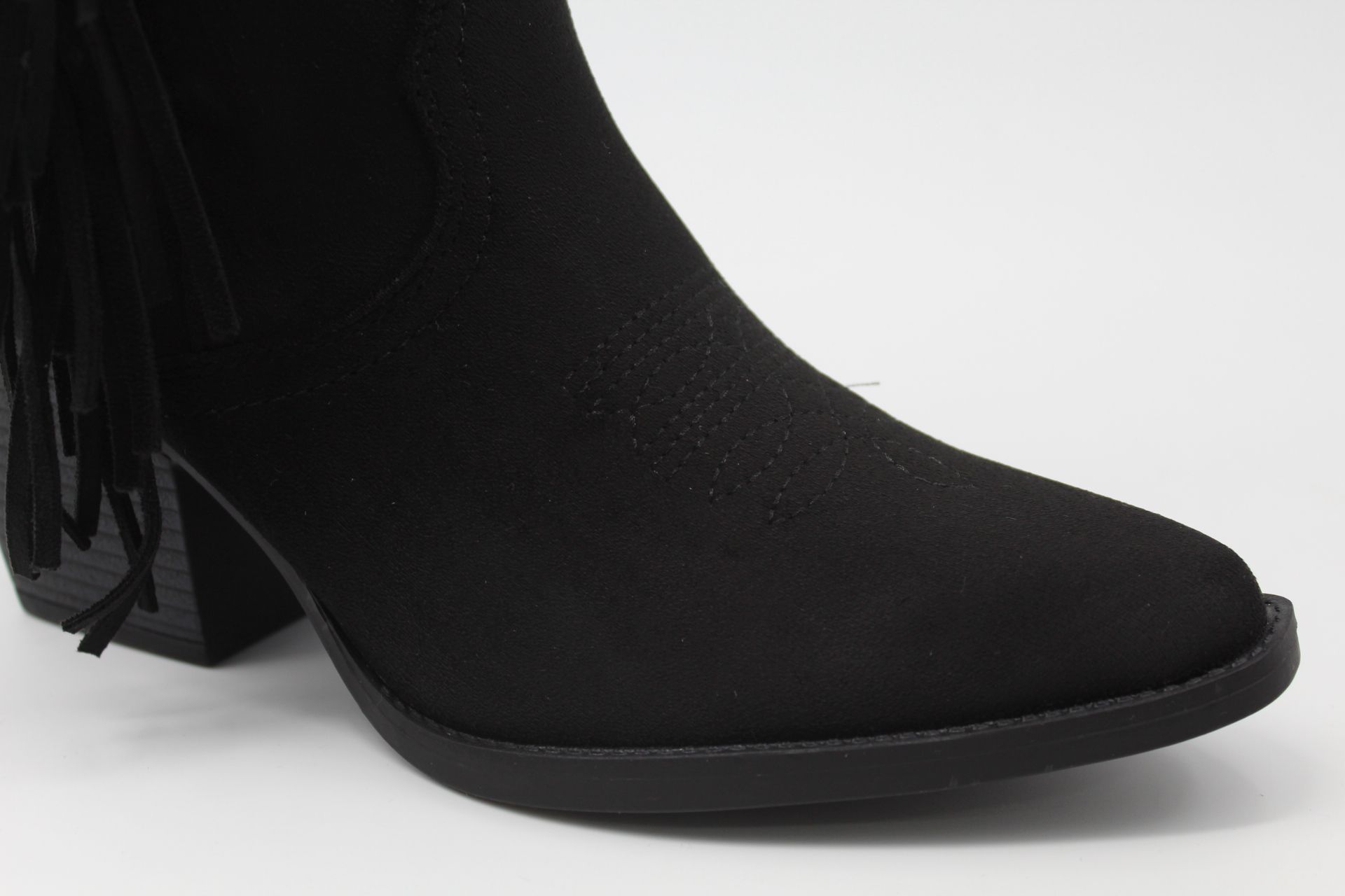 Bota estilo cowboy de media caña en suave antelina con adorno flecos,ref8729 - Imagen 12