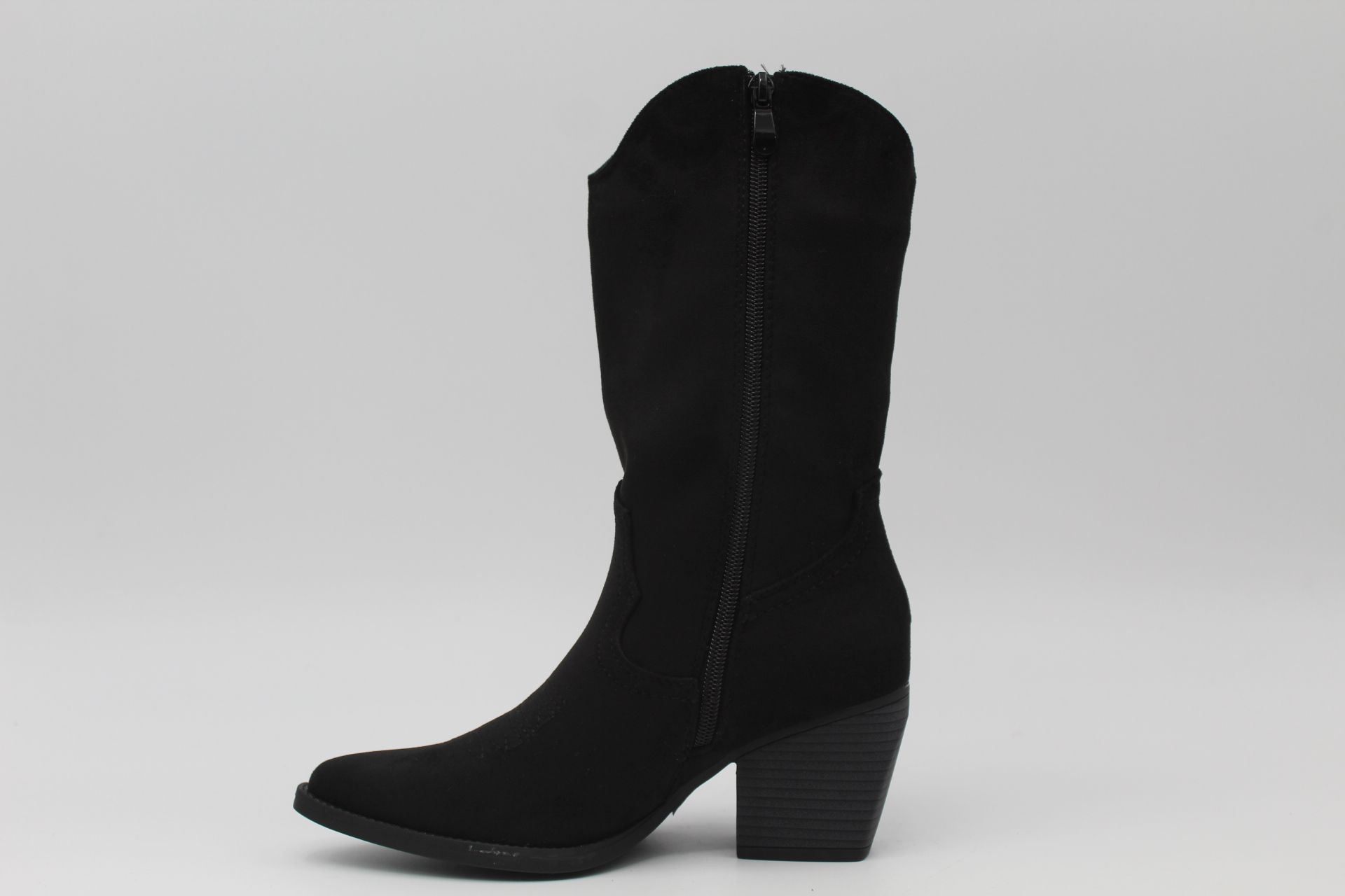 Bota estilo cowboy de media caña en suave antelina con adorno flecos,ref8729 - Imagen 14