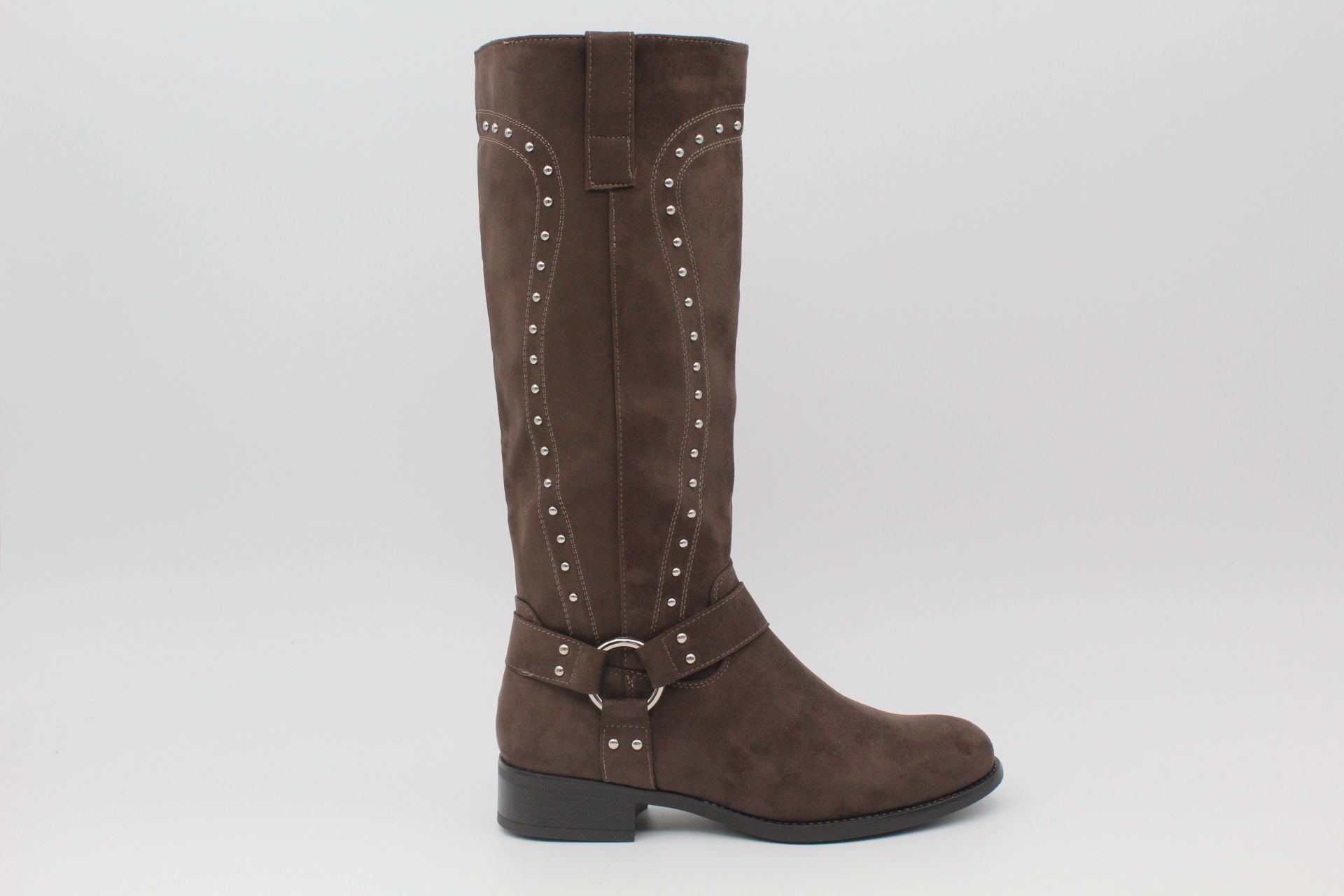 Bota plana estilo motera con adorno tachas y aplique metalizado,ref9262 - Imagen 2