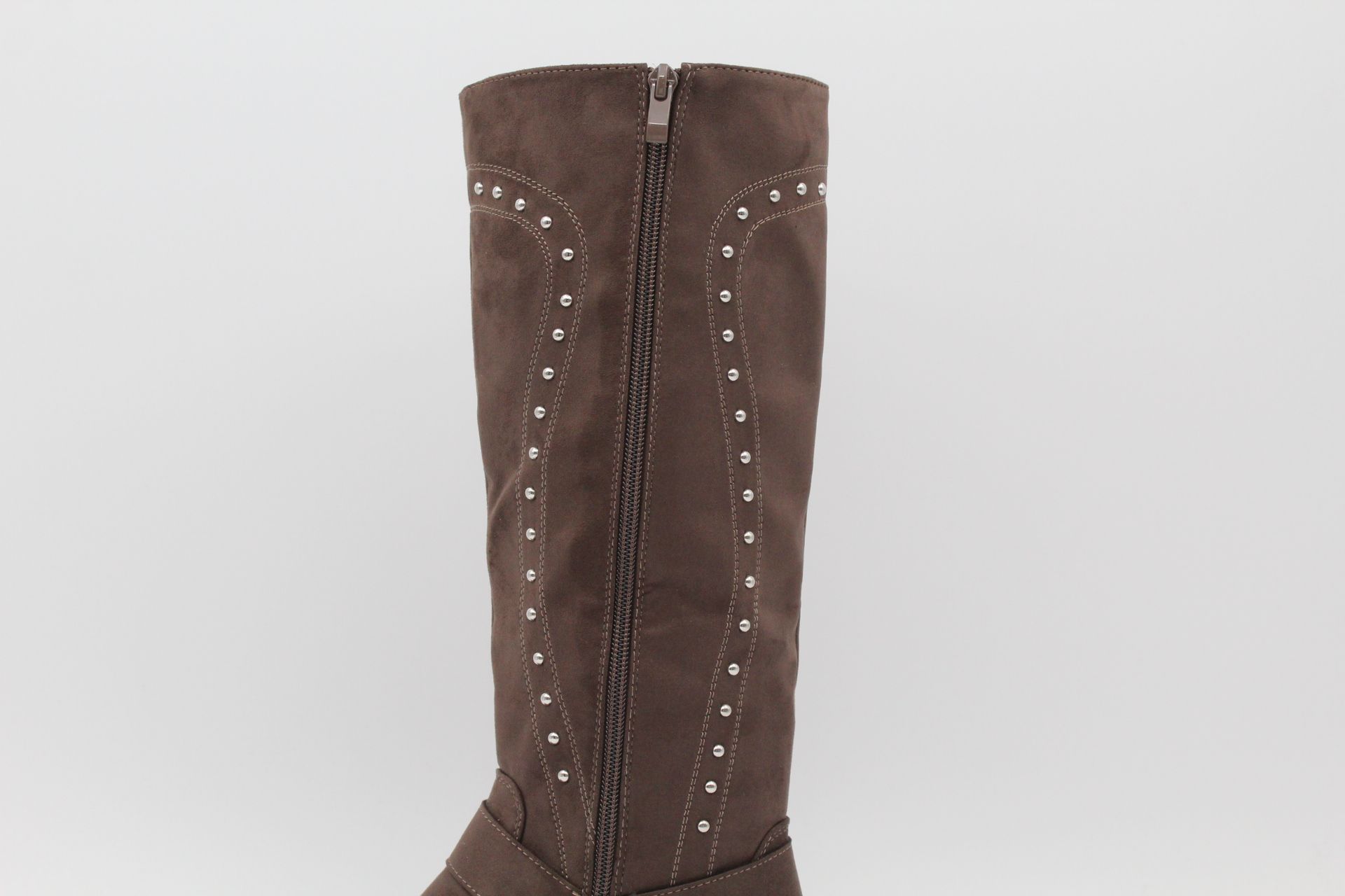 Bota plana estilo motera con adorno tachas y aplique metalizado,ref9262 - Imagen 4