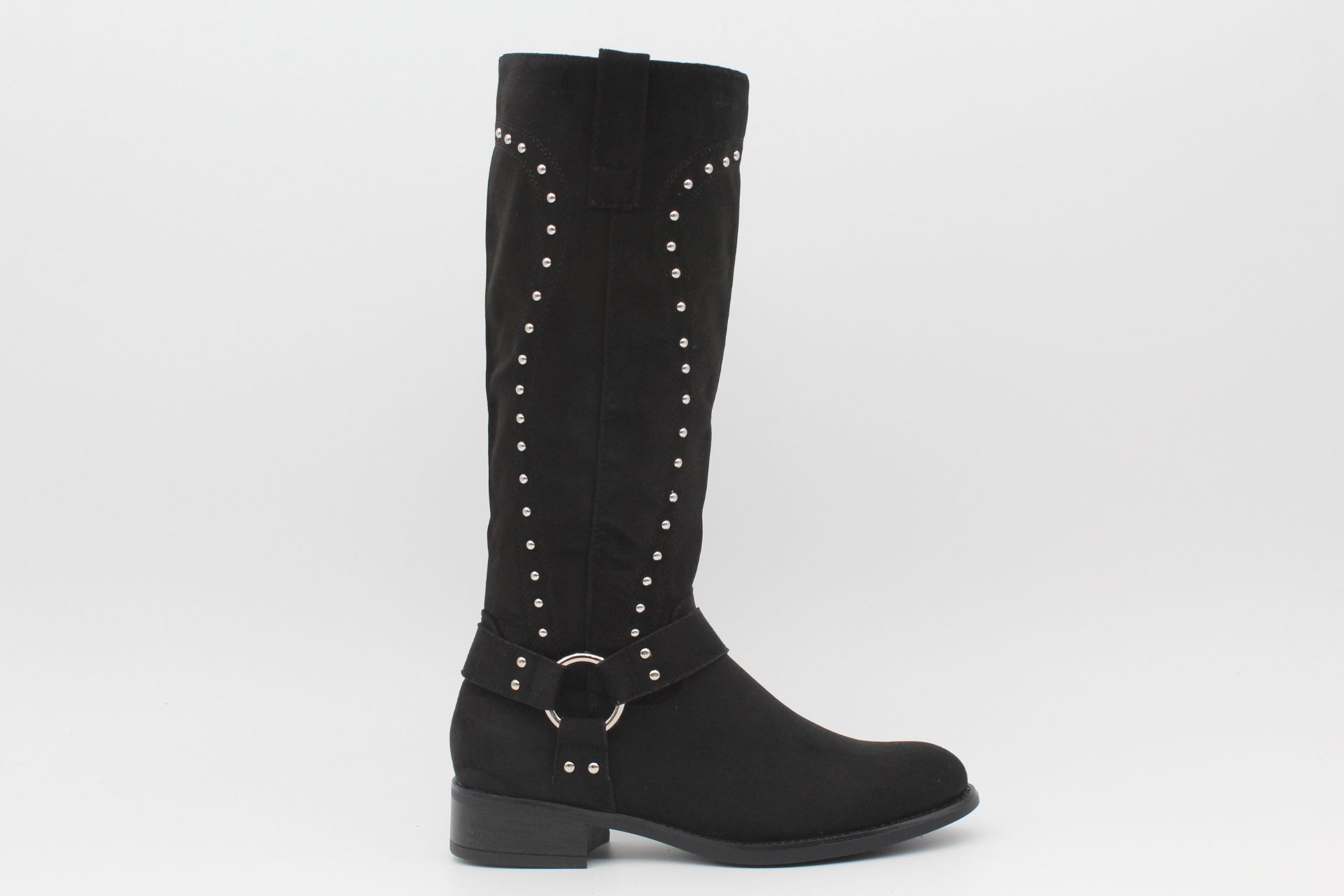 Bota plana estilo motera con adorno tachas y aplique metalizado,ref9262 - Imagen 5