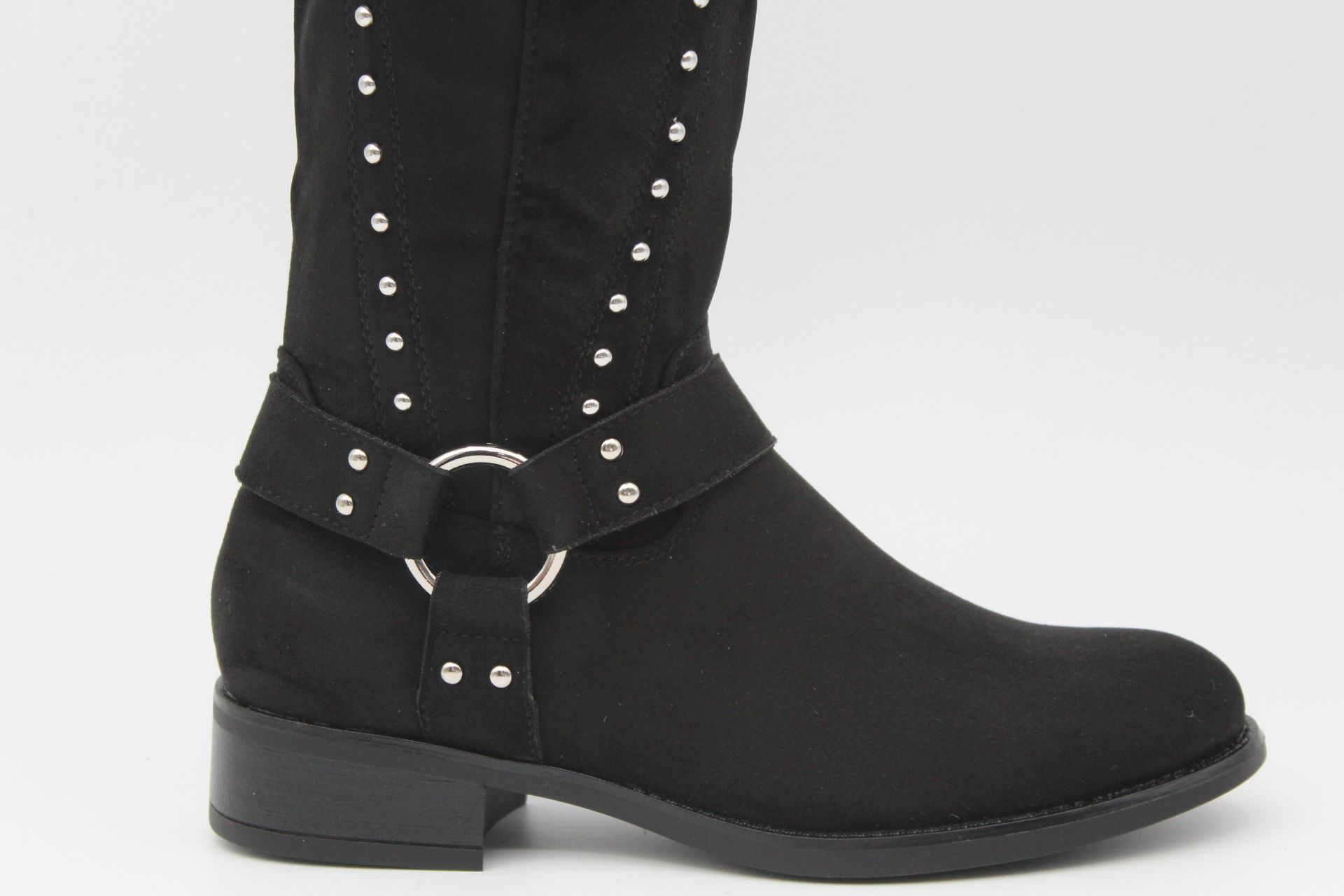 Bota plana estilo motera con adorno tachas y aplique metalizado,ref9262 - Imagen 6