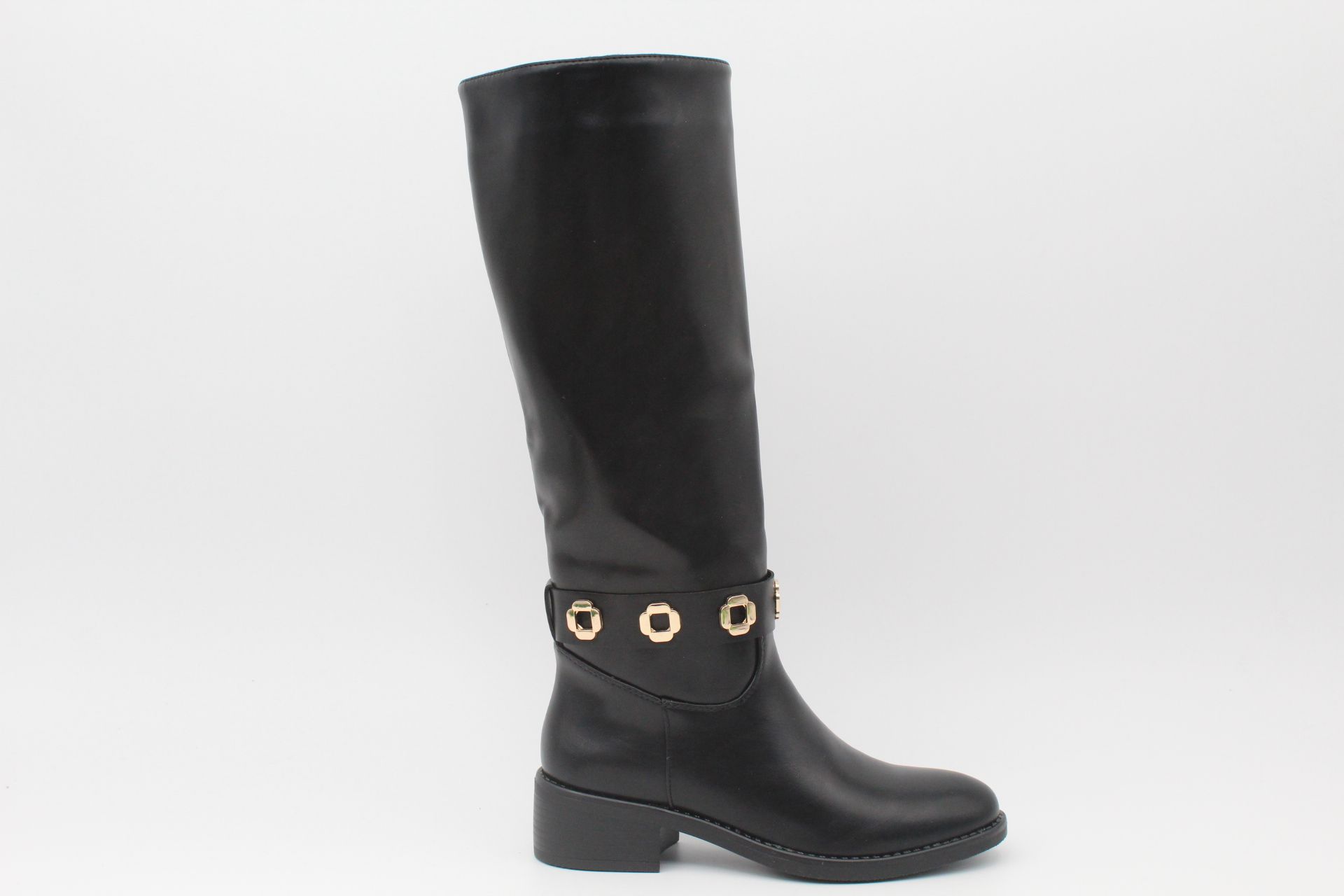 Bota plana en suave poli piel con adorno metalizados, ref68339 - Imagen 5