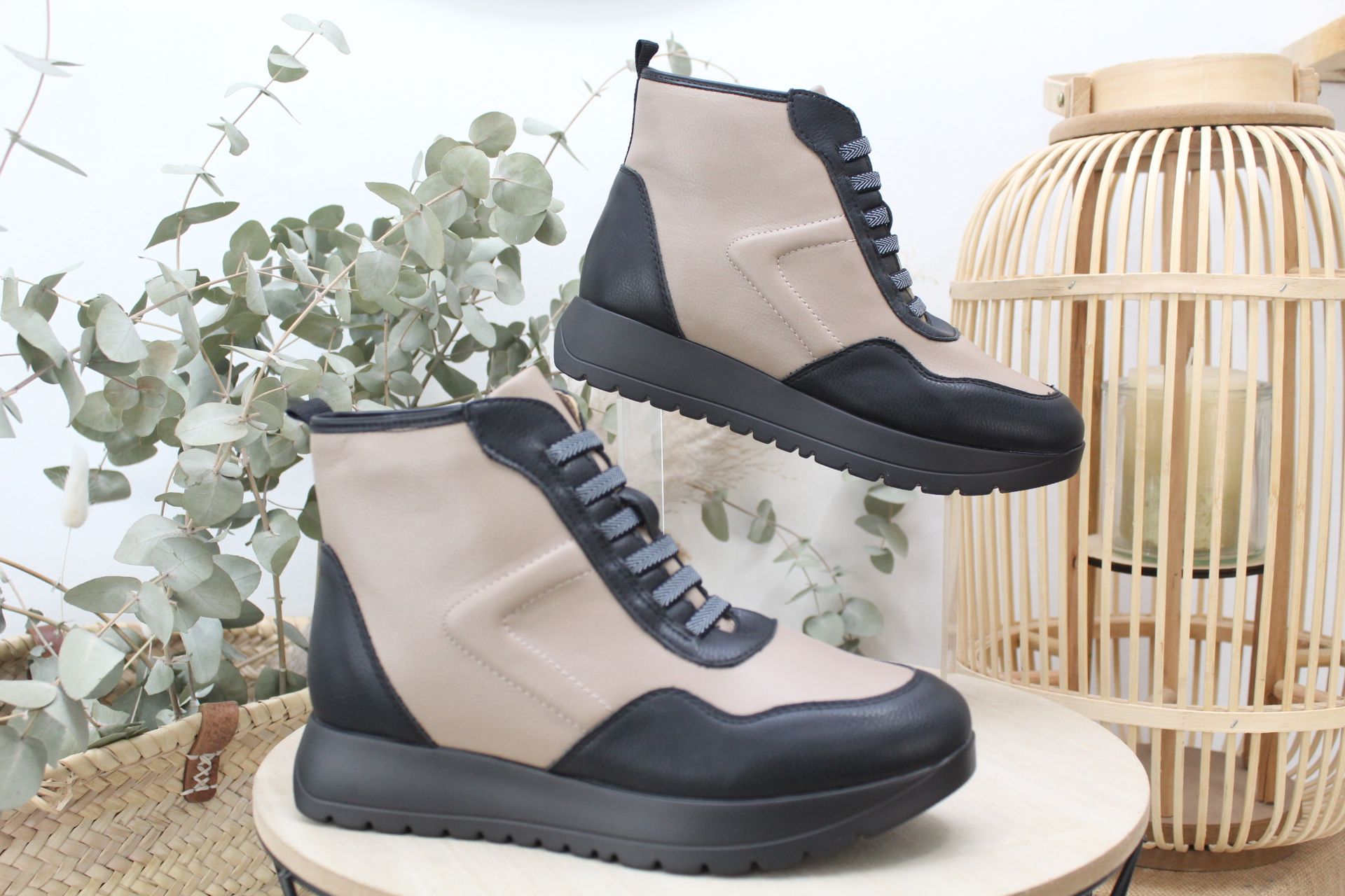 Botin casual en suave poli piel con cordón elastico,ref36601 - Imagen 1