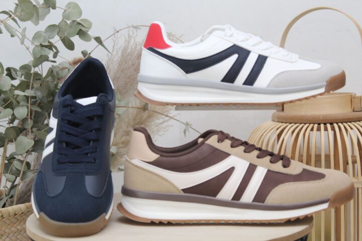 Sneakers para hombre en suave poli piel combinada