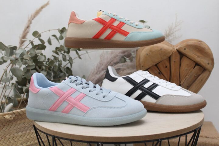 Sneakers combianda en suave antelina y poli piel,ref208