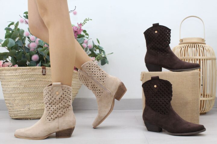 Botín cowboy con caña troquelada,ref5166