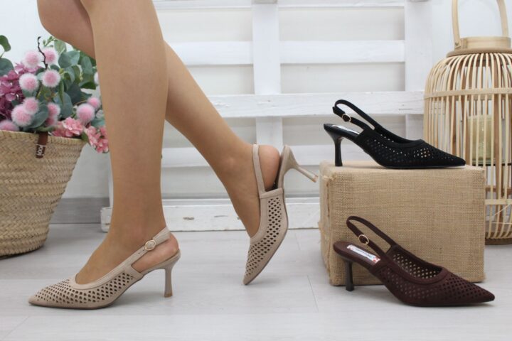 Stiletto en suave antelina troquelada,ref2829