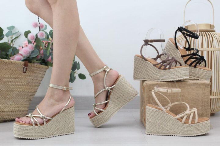Sandalia con cuña de yute ligera,ref129