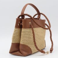 Bolso-Bandolera combinado en rafia y poli piel,ref73806 - Thumbnail Image 2