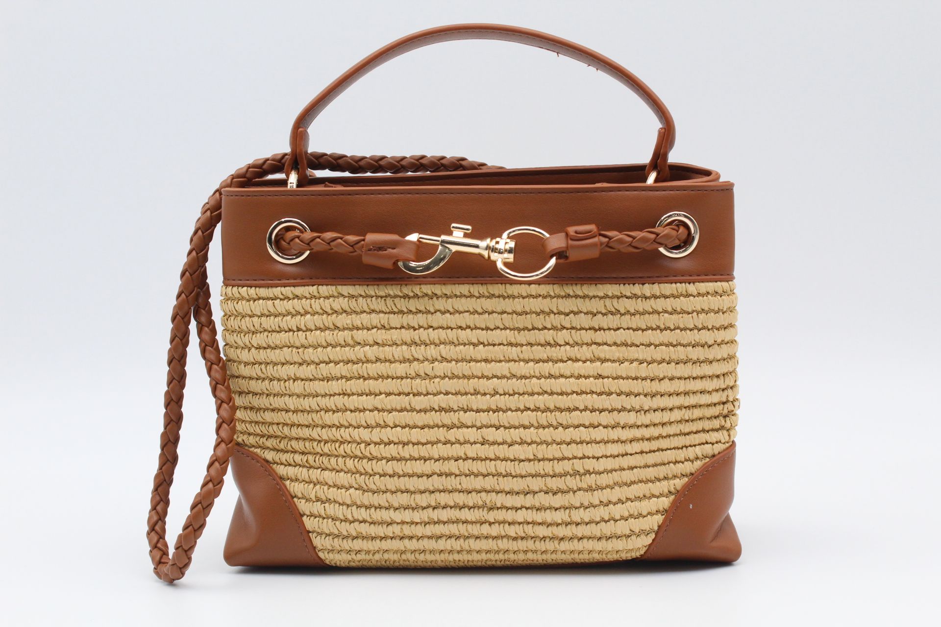 Bolso-Bandolera combinado en rafia y poli piel,ref73806 - Imagen 3