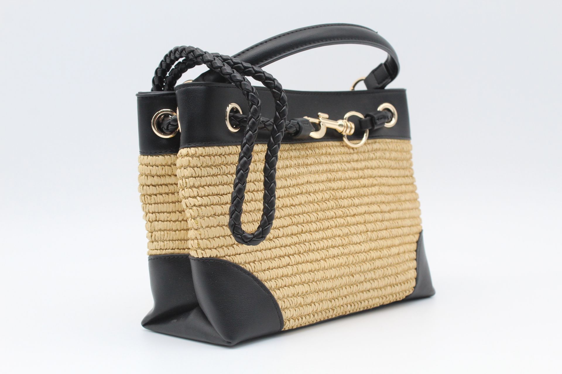 Bolso-Bandolera combinado en rafia y poli piel,ref73806 - Imagen 5