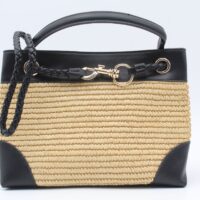 Bolso-Bandolera combinado en rafia y poli piel,ref73806 - Thumbnail Image 6