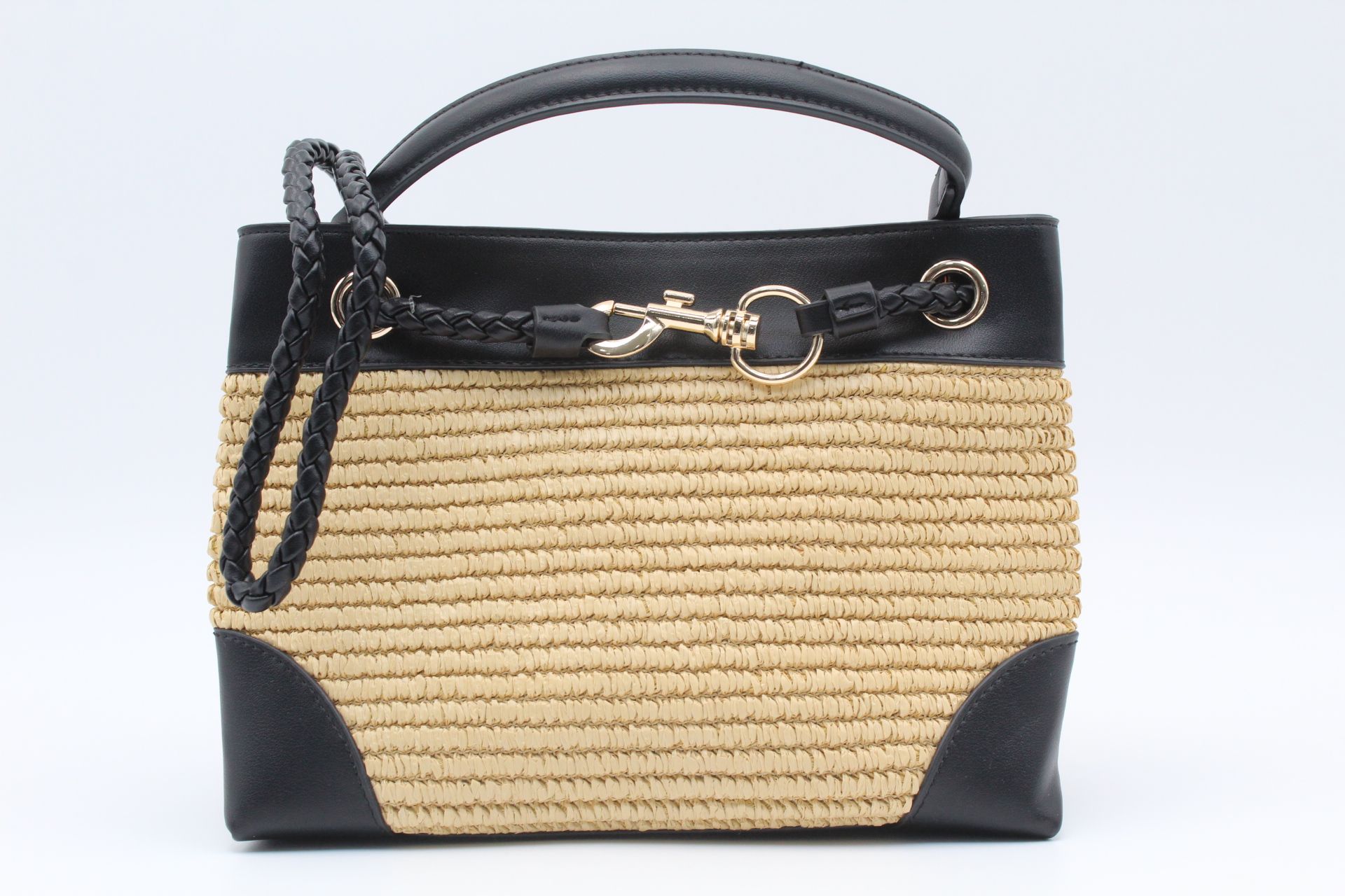 Bolso-Bandolera combinado en rafia y poli piel,ref73806 - Imagen 6