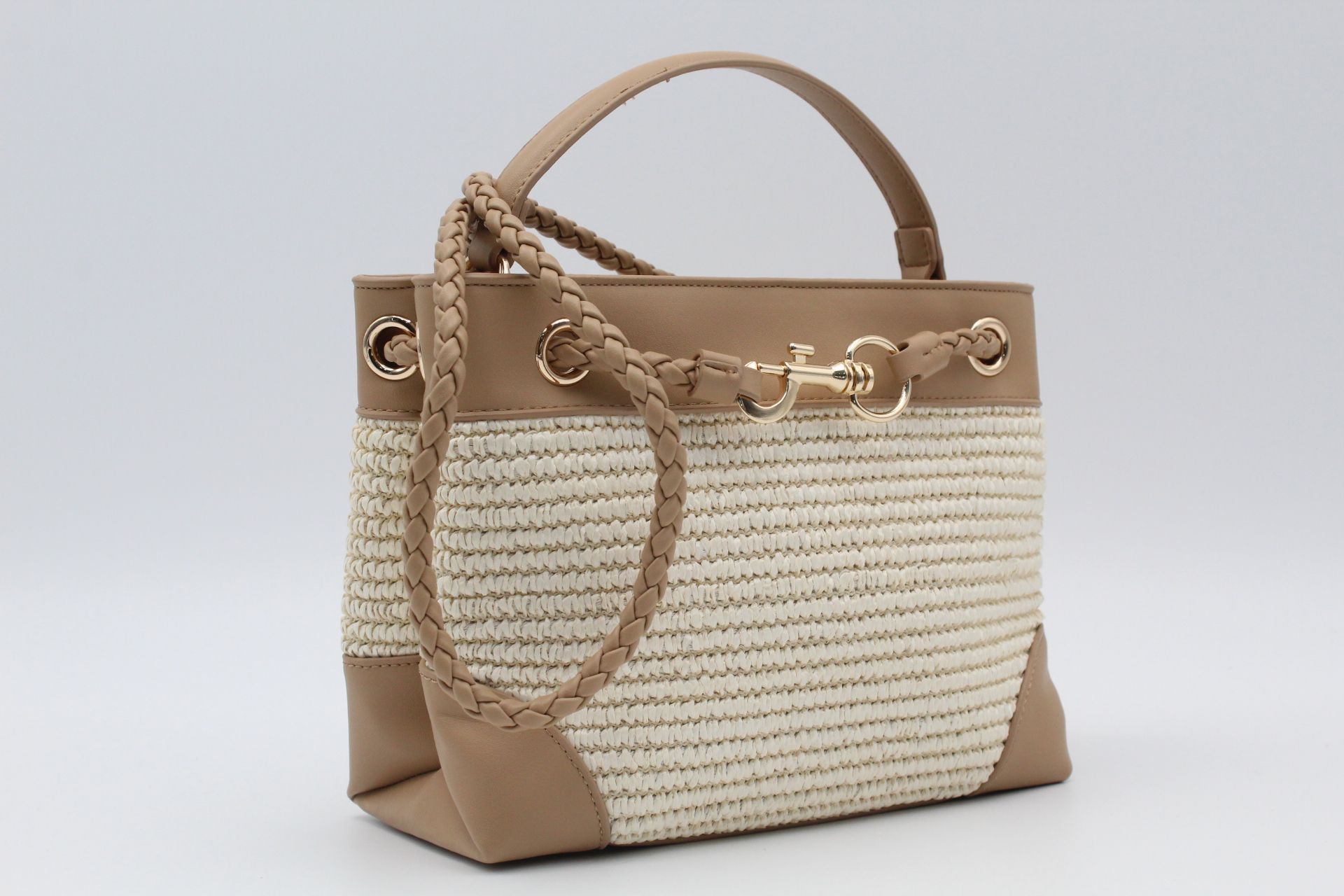 Bolso-Bandolera combinado en rafia y poli piel,ref73806 - Imagen 7