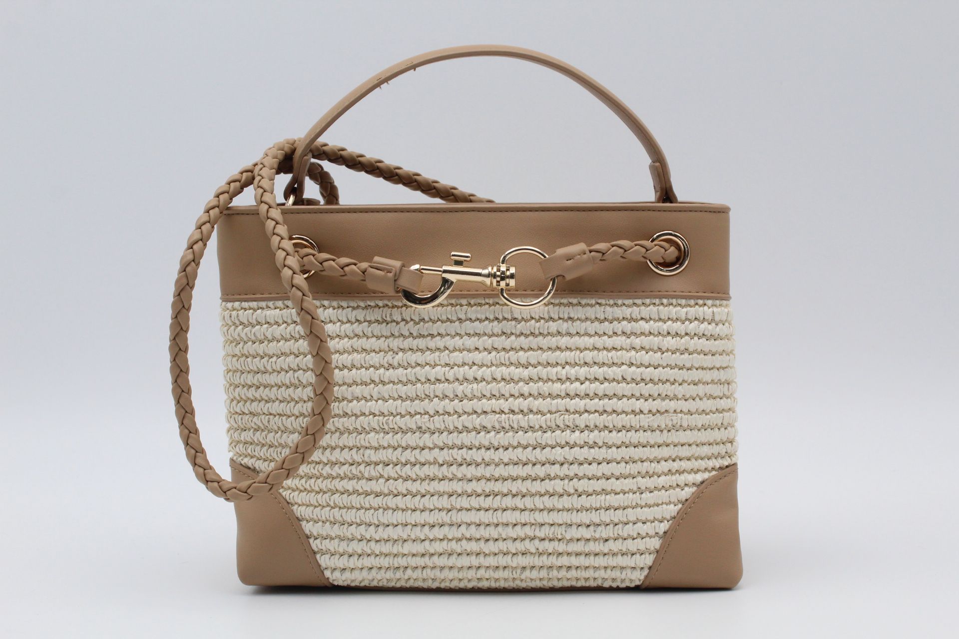 Bolso-Bandolera combinado en rafia y poli piel,ref73806 - Imagen 8