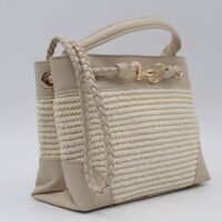 Bolso-Bandolera combinado en rafia y poli piel,ref73806 - Thumbnail Image 9