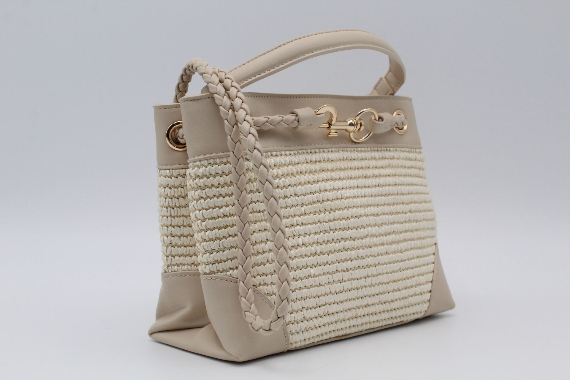 Bolso-Bandolera combinado en rafia y poli piel,ref73806 - Imagen 9
