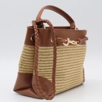 Bolso-Bandolera combinado en rafia y poli piel,ref73806 - Thumbnail Image 11