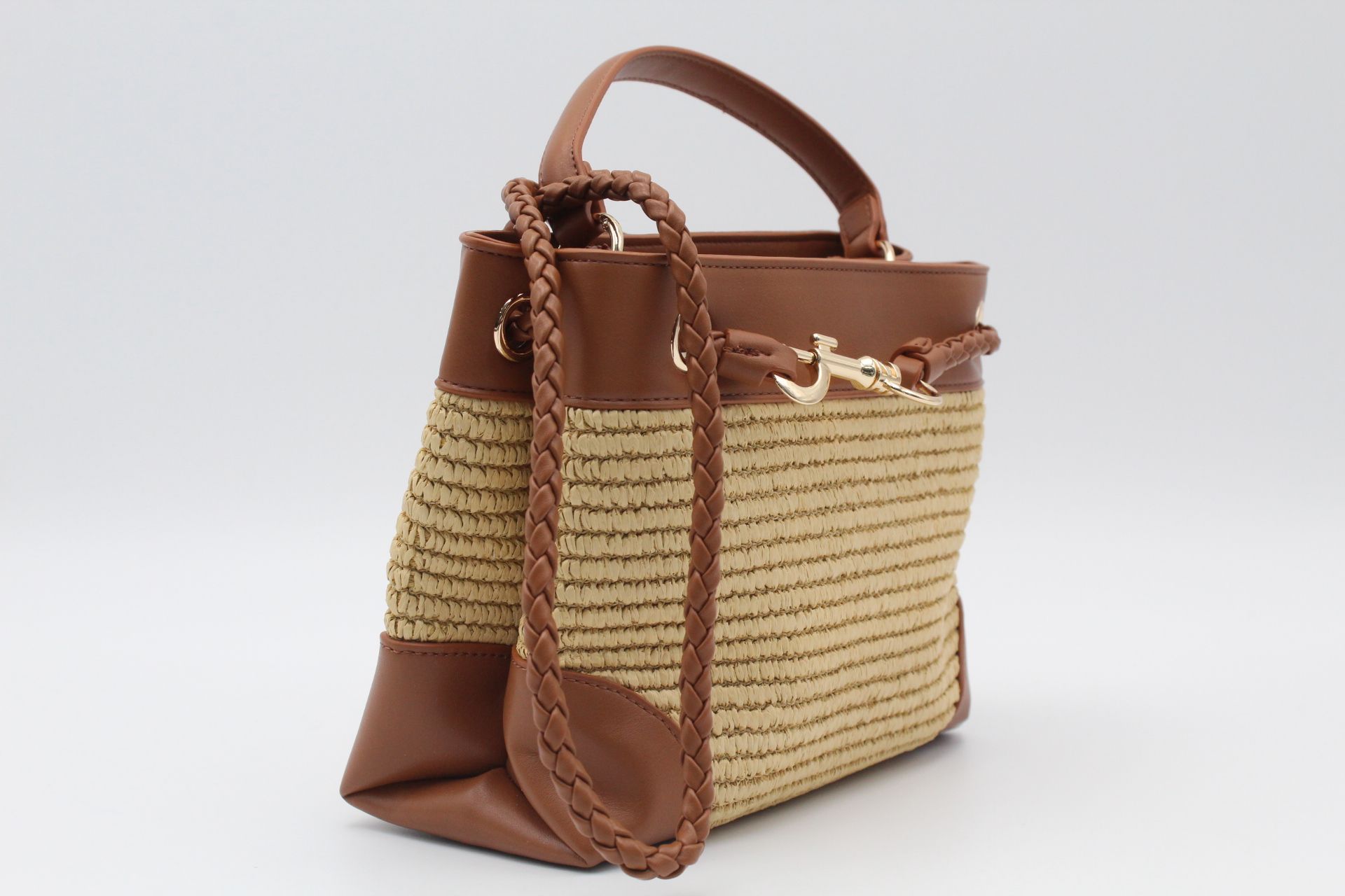 Bolso-Bandolera combinado en rafia y poli piel,ref73806 - Imagen 11