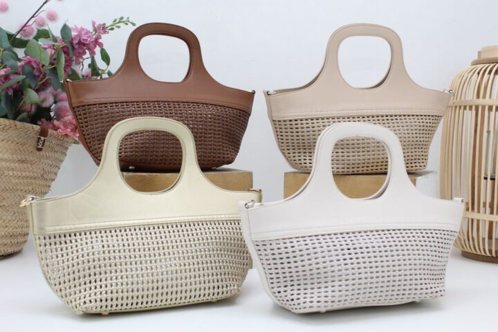 Bolso tipo cesta en suave poli piel de regilla,ref73795