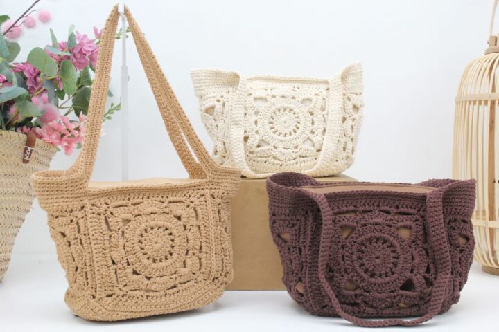 Bolso crochet con cierre de cremallera,ref3627