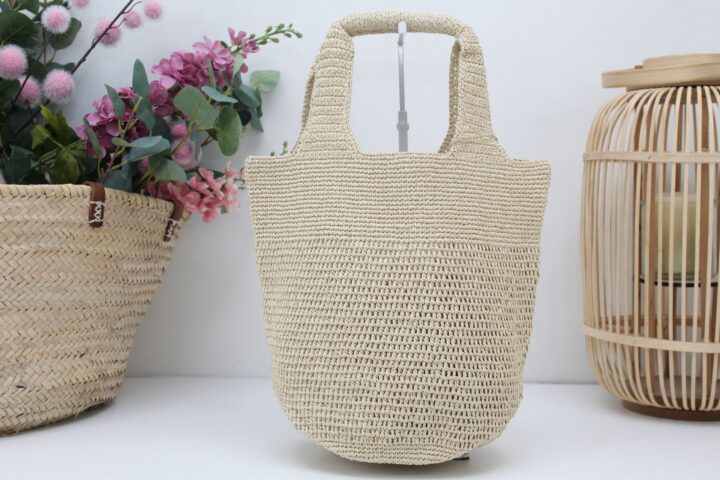 Bolso crochet trenzado tipo cesta,ref3591