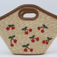 Cesta rafia con grabado de cerezas,ref3584 - Thumbnail Image 2