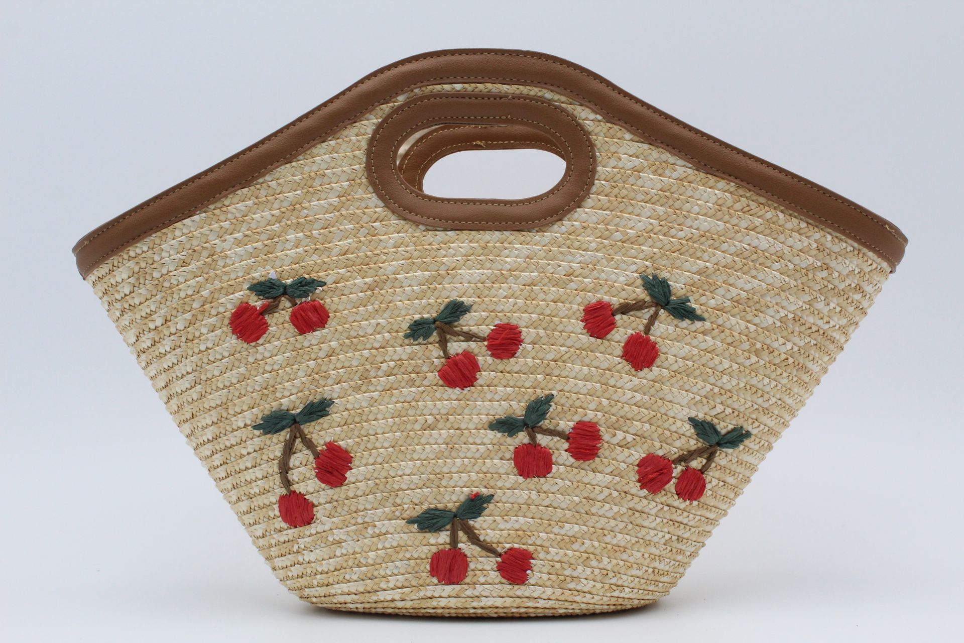 Cesta rafia con grabado de cerezas,ref3584 - Imagen 2