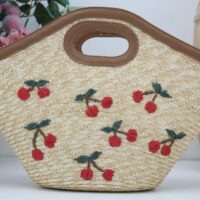 Cesta rafia con grabado de cerezas,ref3584 - Thumbnail Image 1
