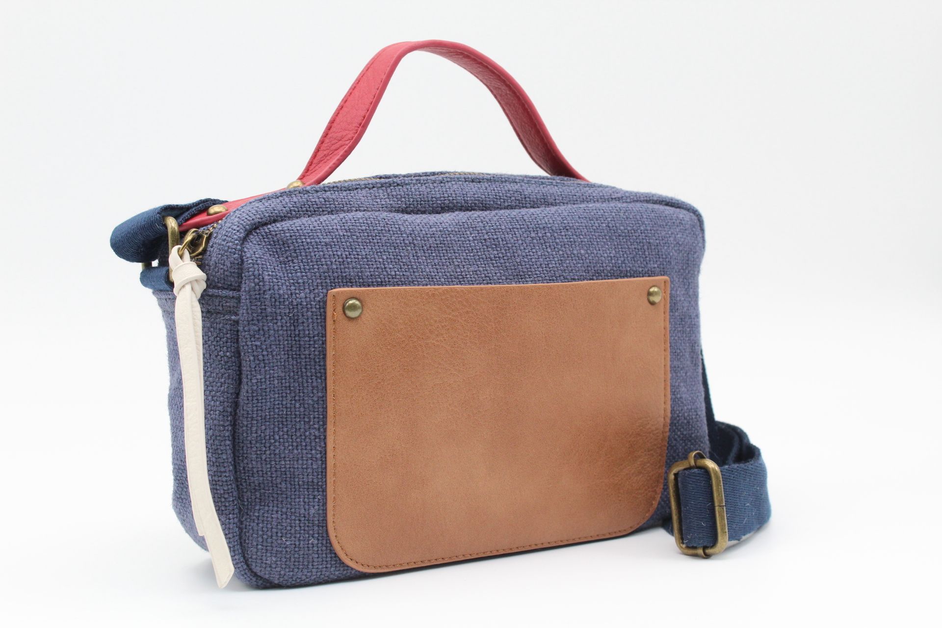 Bandolera en suave tejido de lona con detalles en poli piel,ref29013 - Imagen 3