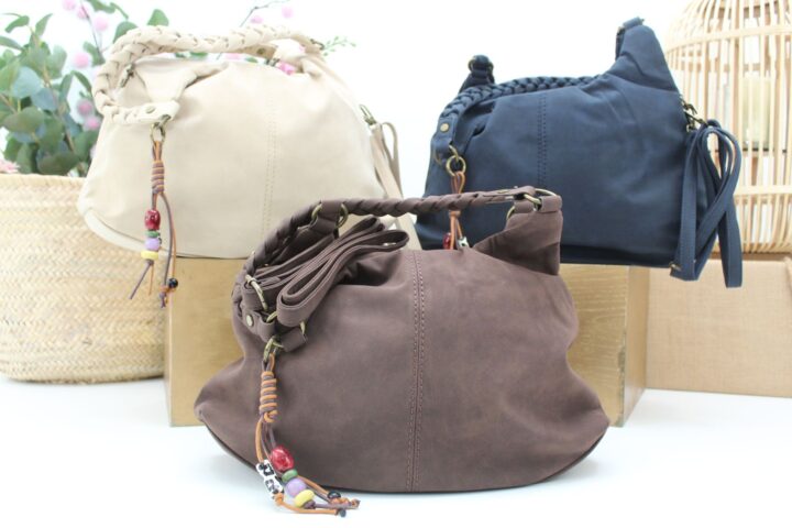 Bolso-Bandolera en suave poli piel con asa trenzada,ref28986