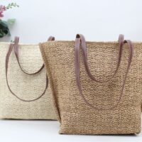 Bolso en tejido rafia con asas en poli piel,ref0025 - Thumbnail Image 1