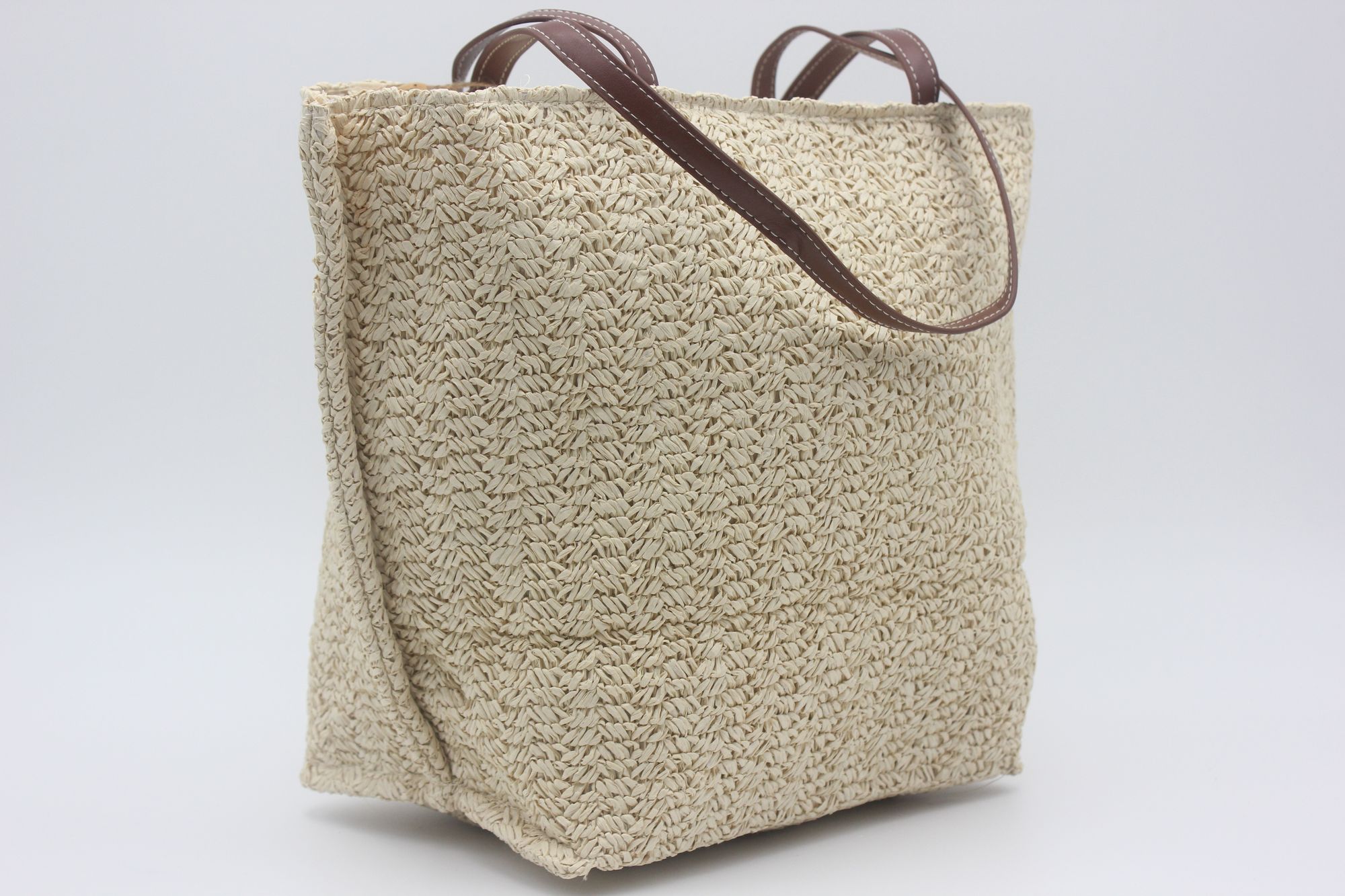 Bolso en tejido rafia con asas en poli piel,ref0025 - Imagen 3