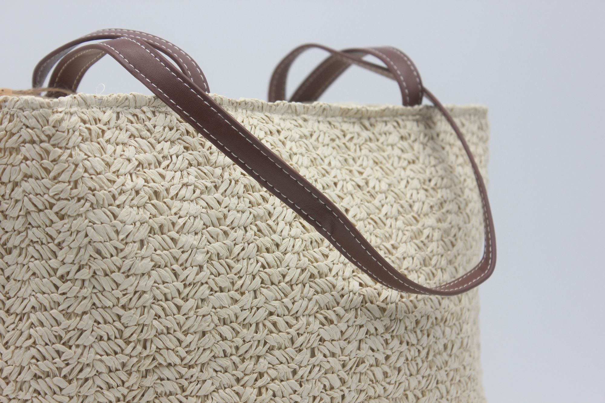 Bolso en tejido rafia con asas en poli piel,ref0025 - Imagen 4