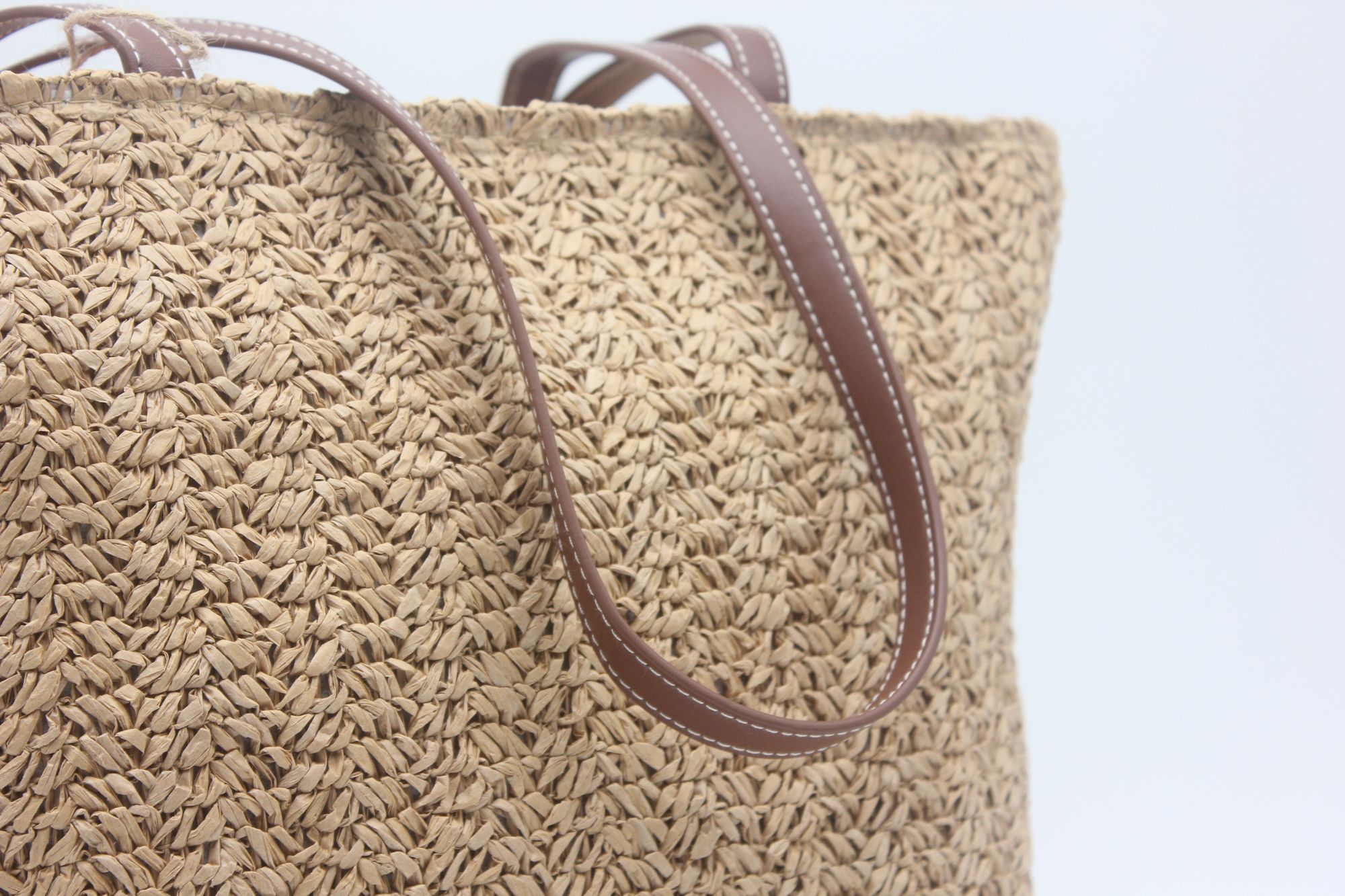 Bolso en tejido rafia con asas en poli piel,ref0025 - Imagen 7