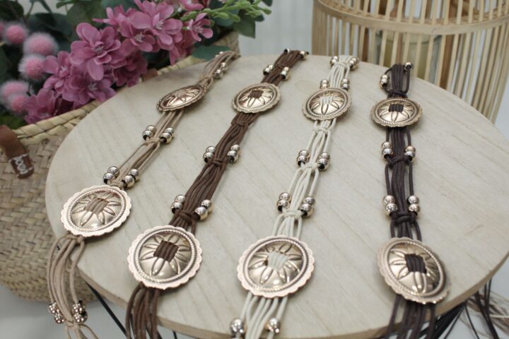 Cinturón de cuerdas con chapas metalizadas.ref14282