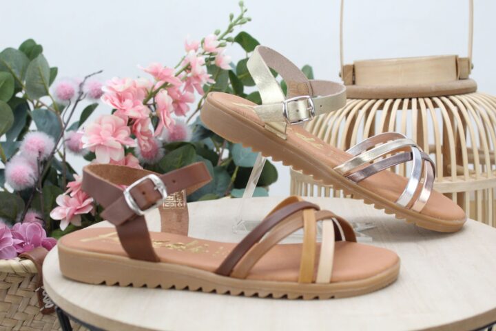 Sandalia toda en piel conplanta de gel y piso flexible,ref13152